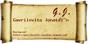 Gavrilovits Jonatán névjegykártya